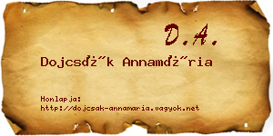 Dojcsák Annamária névjegykártya